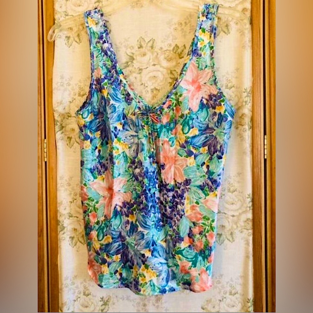 Vintage 90s/Y2K Floral Fairycore Silky Lingerie Style Top